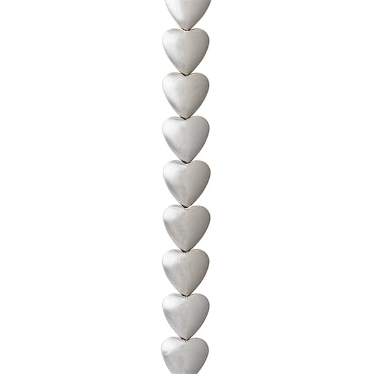 Silver Hematite Heart Beads, 10mm by Bead Landing™